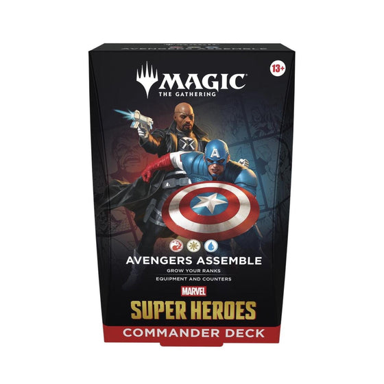Magic: The Gathering Marvel Super Heroes Commander Deck - Avengers Assemble – Ready-to-Play 100-Card Deck, 30 New Cards, Collectible MTG Commander Deck with Tokens, Deck Box & Strategy Guide