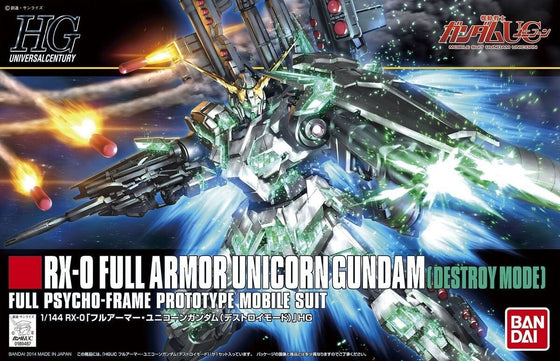 Bandai HGUC 1/144 Full Armor Unicorn Gundam Destroy Mode #178 – High Grade Universal Century Plastic Model Kit
