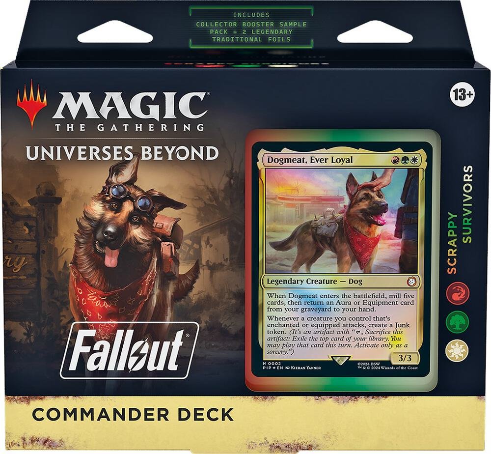 Magic: The Gathering Universes Beyond Fallout – Scrappy Survivors Commander Deck | MTG Commander Deck Box